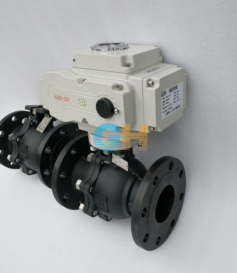 DN80碳鋼高平臺電動球閥-配精小型電動執行器二